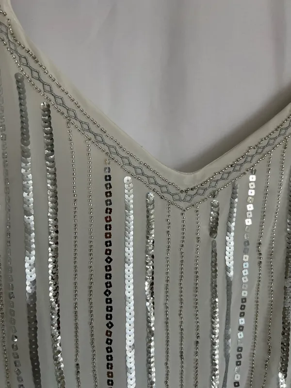 Layered With Love Beaded White Sequin Mini Dress - Image 2