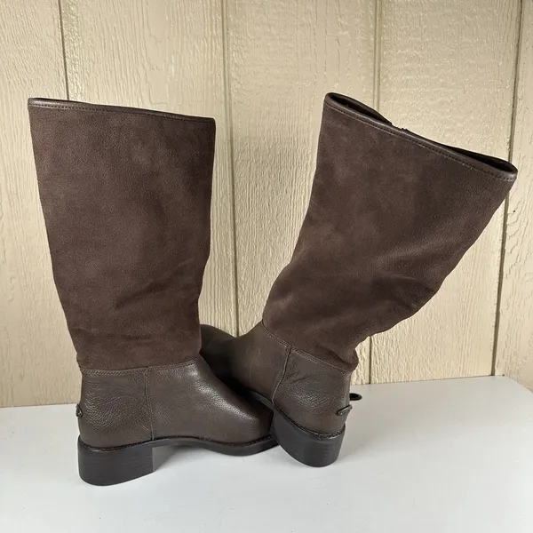 Coach Bailey Brown Leather/Suede Side Zip Mid Calf Boots Size 8B Shearling Lined - Image 5