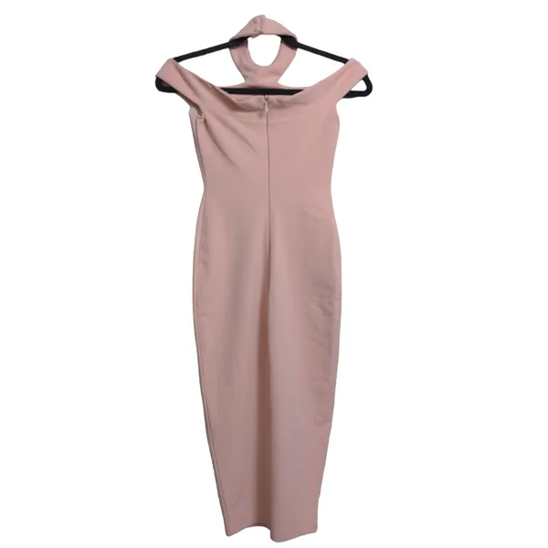 Nookie Hollywood Midi Dress Blush Pink Off the Shoulder Cutout Choker XS New - Image 5