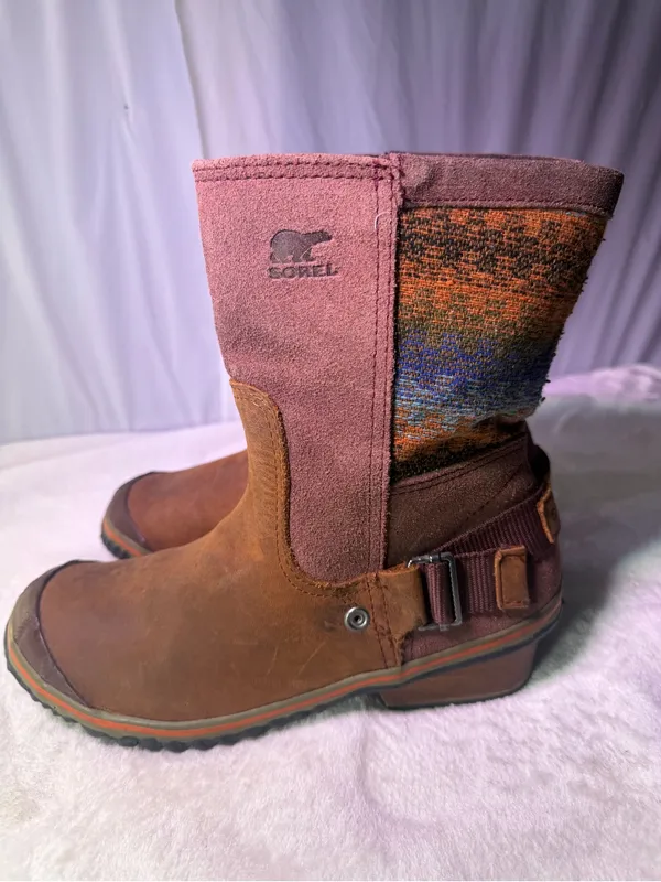 Sorel Women's Brown & Burgundy Leather Suede Mid-Calf Boot - Image 7