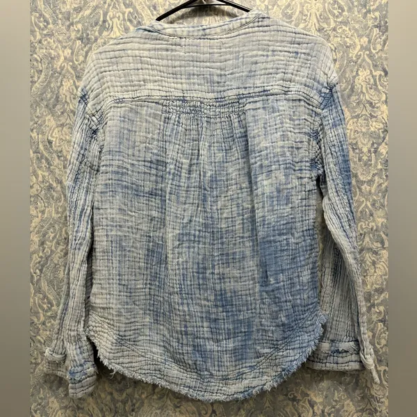Free People Anguilla Washed Pullover Blue Top Size XS - Image 7