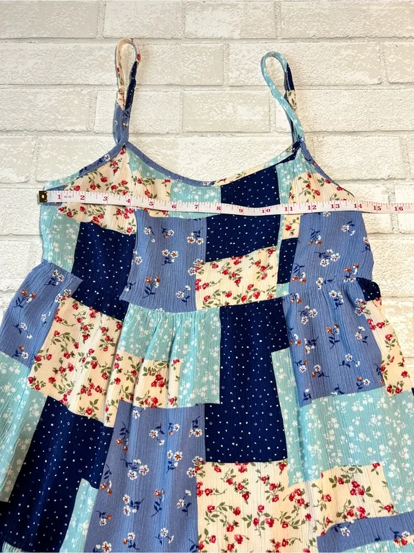 Altar’d State Patchwork Floral Sundress in Navy, Light Blue & Cream - Image 7