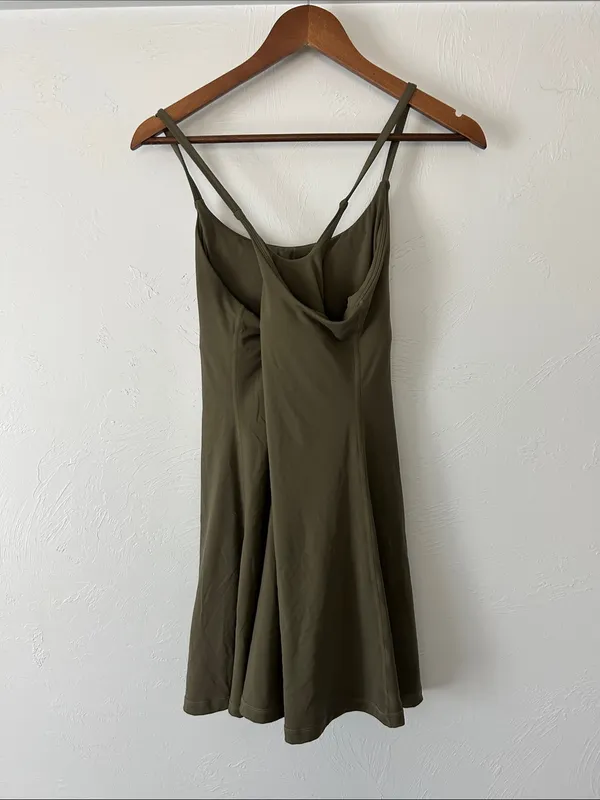 Nicole Miller Sport Olive Green Sporty Tennis Skort Dress with Double Straps - Image 2