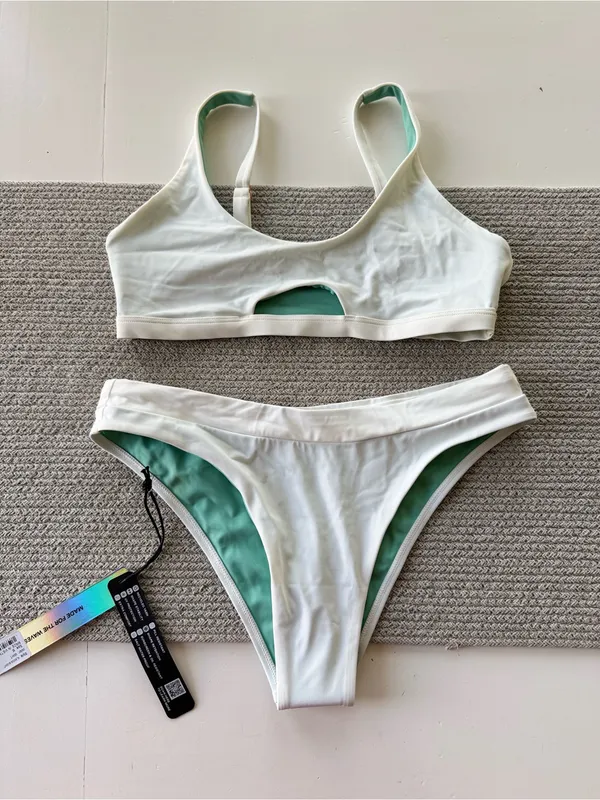 Jolyn White Two Piece Sporty Bikini Set Amelia Top Small Alanna Bottom Medium - Image 6
