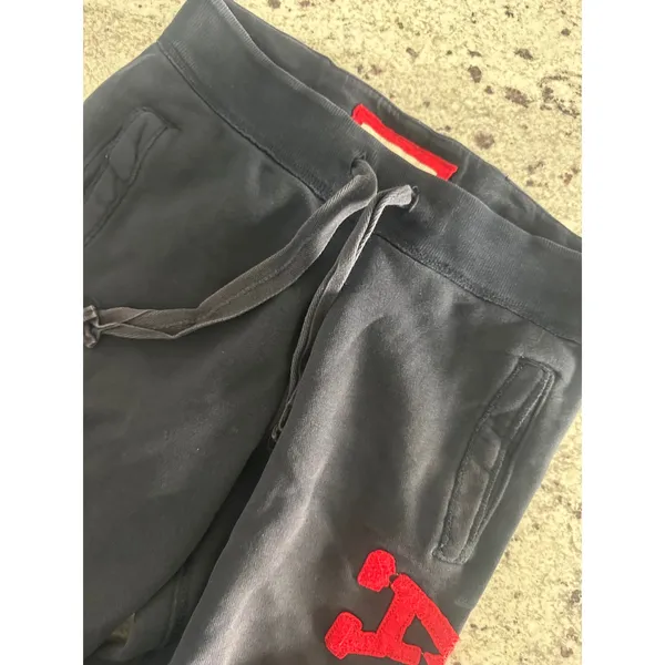Abercrombie & Fitch Y2K Navy Blue Red Spellout Wide Leg Sweatpants XS - Image 2