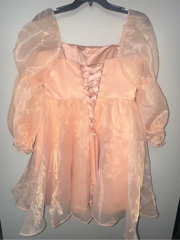 Babydoll Puff Sleeve Organza Dress - Image 2