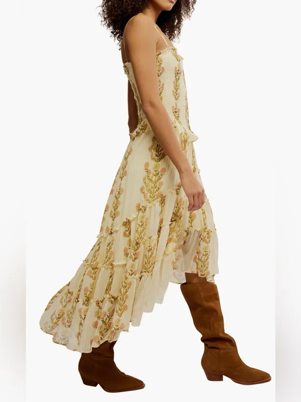 NEW Free People Alejandra Smocked Bodice Tiered Sundress cloud combo sz L - Image 3