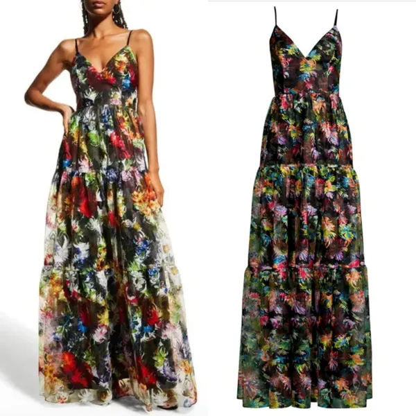Aidan Mattox V-Neck Sleeveless‎ Embroidered Gown US 2 Formal Prom Evening - Image 2