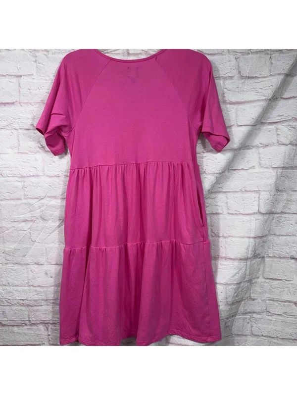 Gap Womens Pink Tiered Babydoll Dress Size Small Short Sleeve V-Neck - Image 6