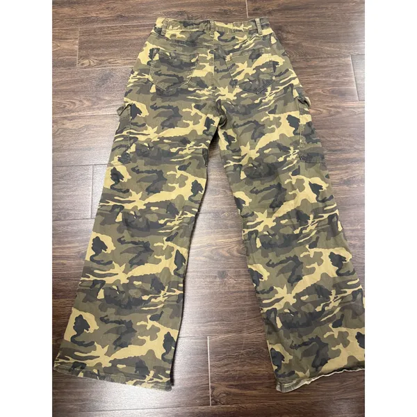 American Bazi Camo Cargo Pants Women's Medium Wide Leg Y2K Utility - Image 4