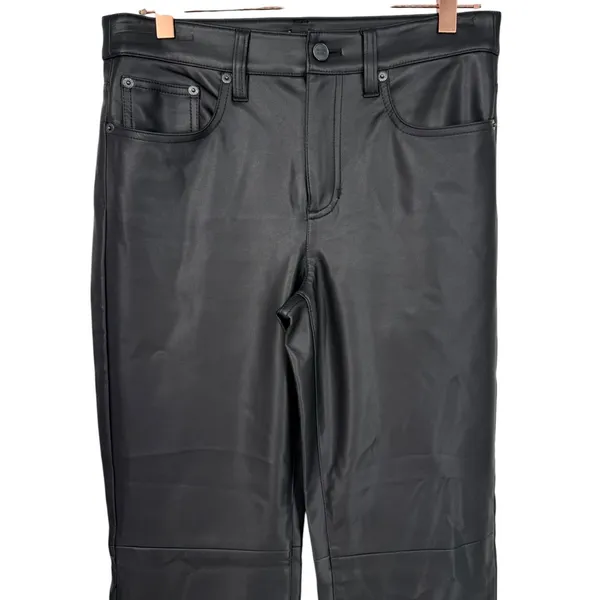 J.Crew Womens Faux Leather Nipped Straight Leg Pants Black Size 26 Minimalist - Image 6