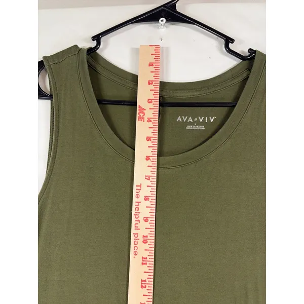 Ava & Viv Olive Green Sleeveless Swing Dress Plus Size 1X Tank Knit Scoop Neck - Image 6