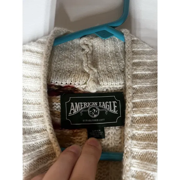 American Eagle AE Mock Neck Jumper Fair Isle Chunky Sweater Size Small S Holiday - Image 3