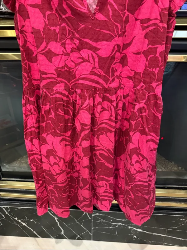 Evereve Anthropologie Floral Ruffle Sleeve Pink Mini Dress - Image 3