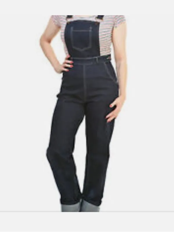 Collectif Pippa Dark Denim Dungarees Overalls Vintage Style Rockabilly small - Image 11