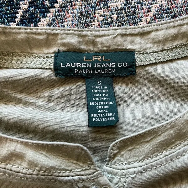 Lauren Ralph Lauren Green Button Blouse Longsleeve S Y2K Preppy Minimal Slim Fit - Image 14