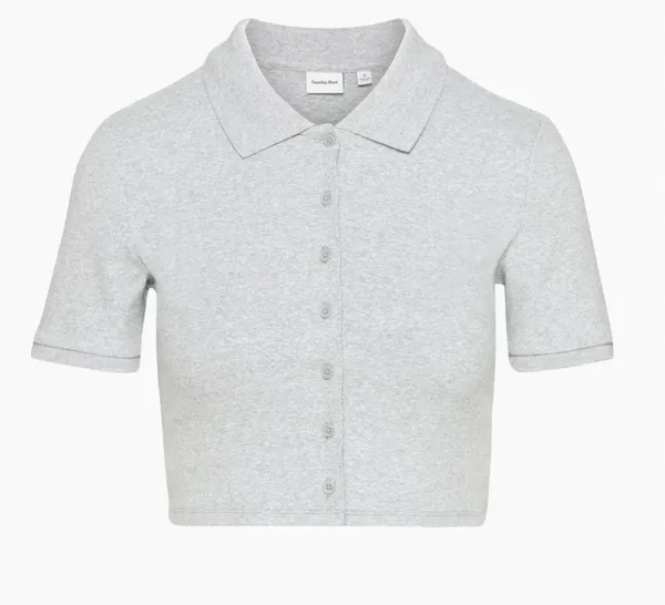 Aritzia Sunday Best Audio Top - Cropped Knit Buttondown Polo - Image 9
