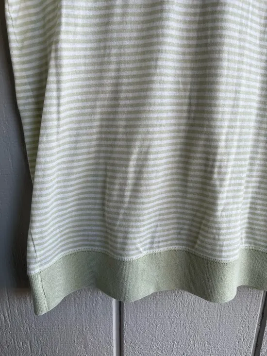 Giorgio Armani Striped Cotton Tee in Dreamy Soft Sage Green Size 50 Italy - Image 4