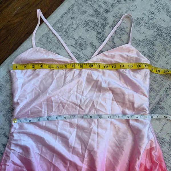 Lulus Dela Light Pink Ombre Satin Mini Dress Size Large Party Sexy Glam Wedding - Image 7