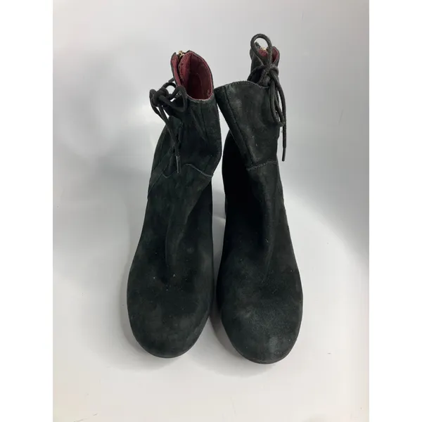 Ono Ankle Boots Womens 8M Black Excellent Suede Block Heel Lace Up N28700 CARA17 - Image 2