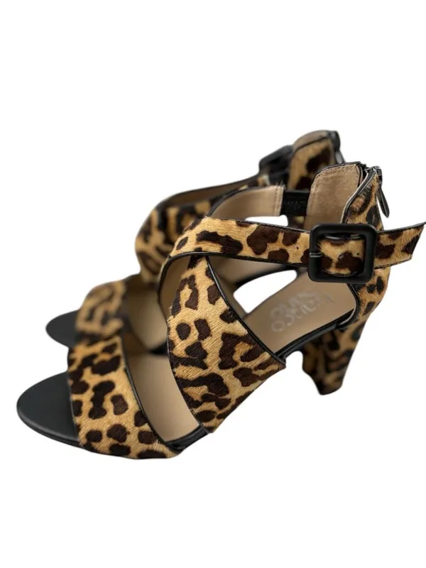 -Franco Sarto Hazelle 2 Leopard Print Strappy Sandal Heels Womens 7.5 Calf Hair - Image 3