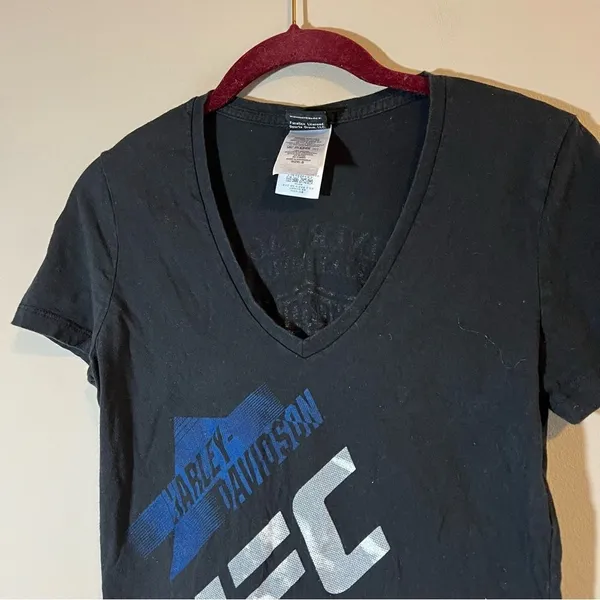 ✨ Harley‎ Davidson Black Blue UFC Waterloo Iowa Shirt Small - Image 2