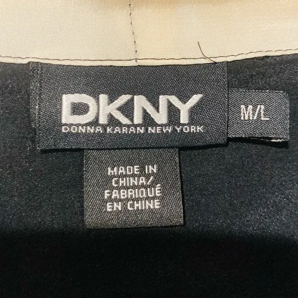 DKNY silk black & white floral & leopard print open front vest cardigan M/L - Image 8