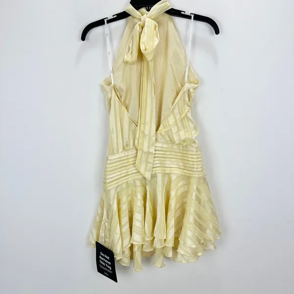 Lulus Cass Light Yellow Striped Satin Drop Waist Mini Dress Party Medium NWT - Image 10