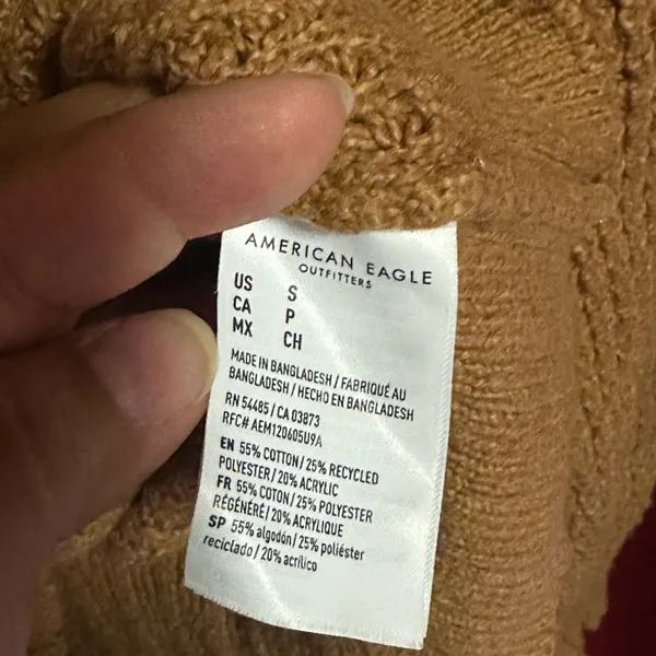 American Eagle unisex chunky oversized knit sweater Size S caramel camel brown - Image 3