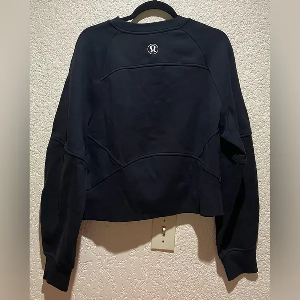 Lululemon NWT Scuba Oversized Pullover Wordmark Black Light Ivory Size M L - Image 8