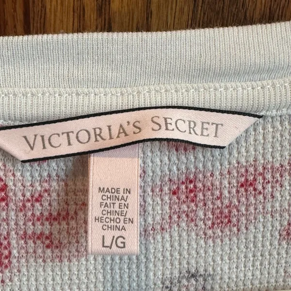 Victoria’s Secret Fireside Two Piece Thermal Set Fair Isle Pajamas PJs Size L - Image 3