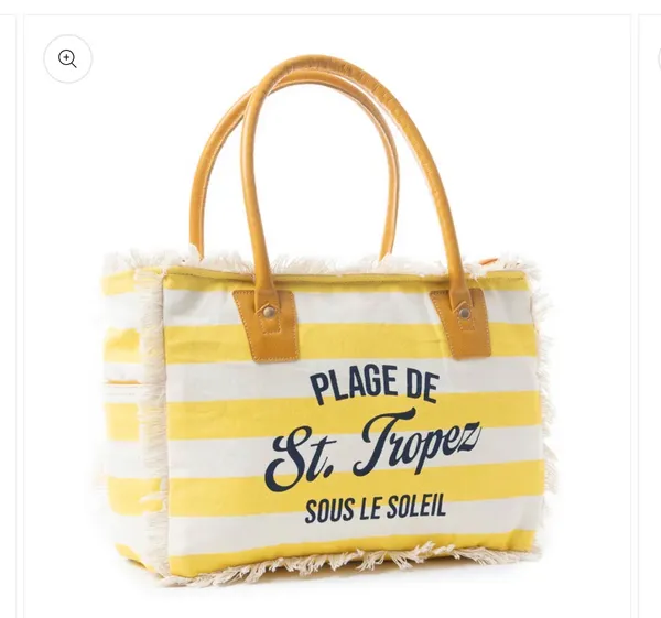 Myra Bags Saint Tropez Tote Bag-Yellow/Stripe - Image 2