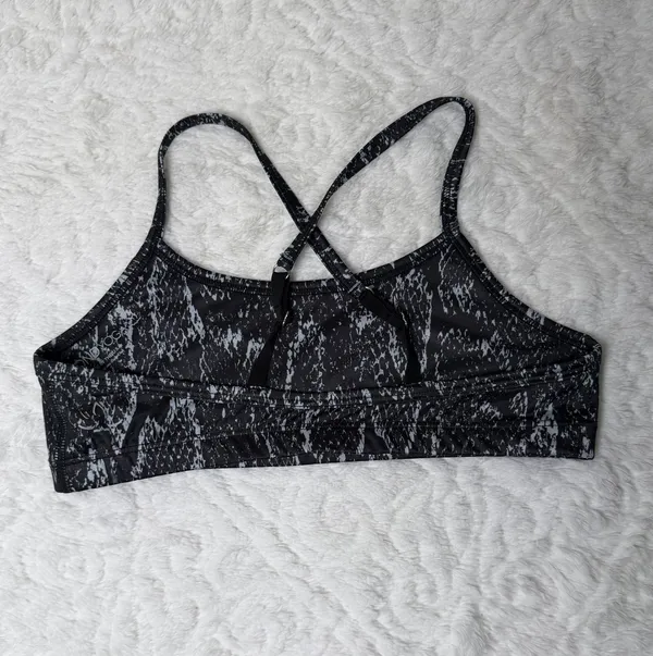 Beyond Yoga Snake Skin Criss Cross black yoga top small - Image 2