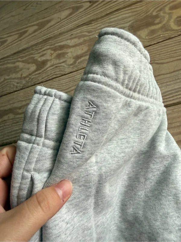 Athleta Grey Sweat Shorts m spot on the back in pic - Image 4