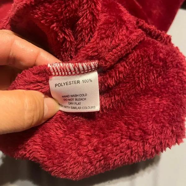 Plush Red Half-Zip Hoodie Sweater Women’s Size Large – Soft Fuzzy Pullover - Image 5