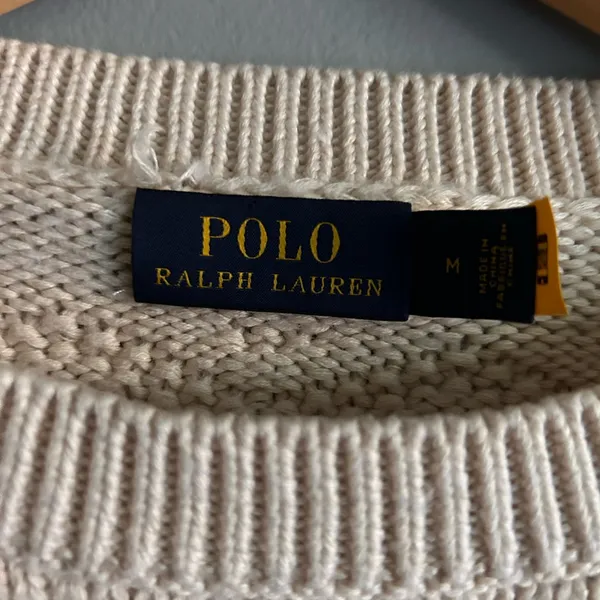 Polo Ralph Lauren Oversized Geometric-Motif Cropped Sweater | Size: M - Image 6