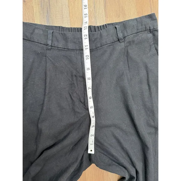 Old Navy Taylor Wide‎ Leg Linen Pants Women L Black High Rise Elastic Waist - Image 7