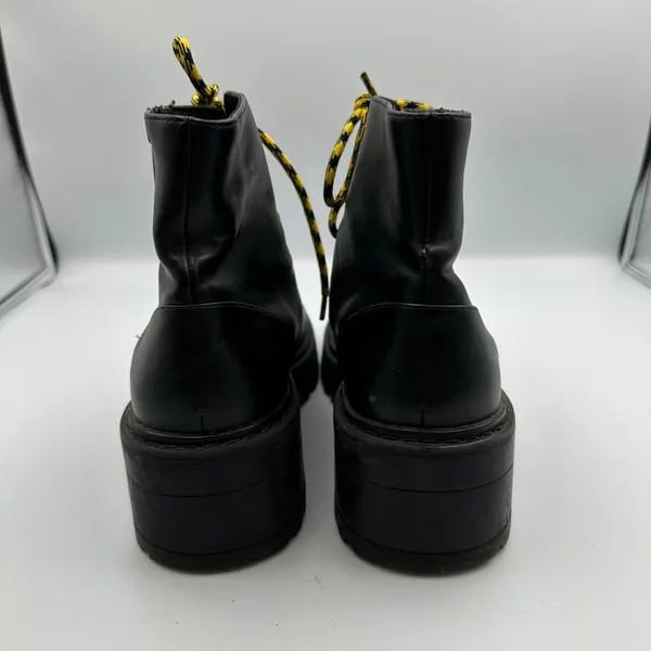 Skechers Platform Ankle Boots Black Yellow Lace Up Combat ChunkyWomen 7.5 Grunge - Image 6