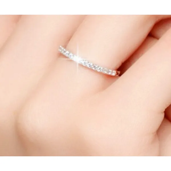 NEW Dainty 14k Gold Plated S925 Simulated Diamond Band Ring, Adjustable Band‎ - Image 7