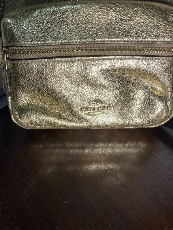 Coach Metallic Gold Mini Charlie Backpack with Front Zip Pocket - Image 2