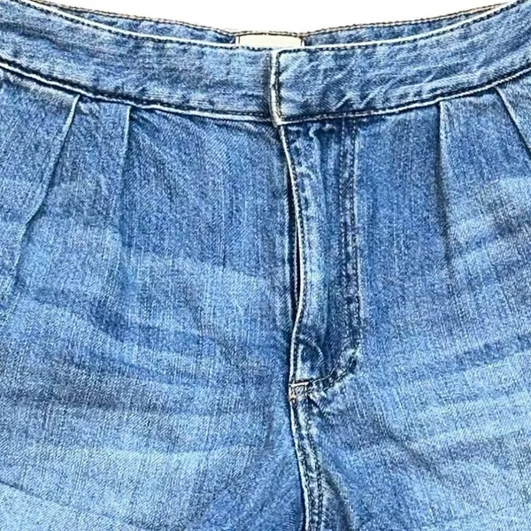 Alice + Olivia Conry Pleated Denim Shorts Ivy Blue Cotton‎ High Waist Cuffed 25 - Image 3