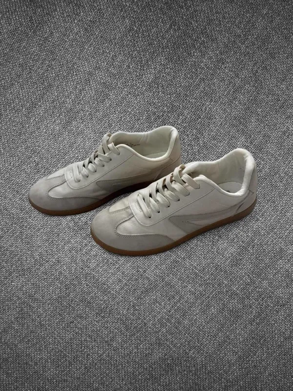 Cream Retro Gum Sole Casual Sneakers Size 10 - Image 2