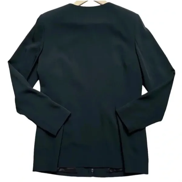 Doncaster Collection Black Zipper Front Leather Trim Jacket - Image 5