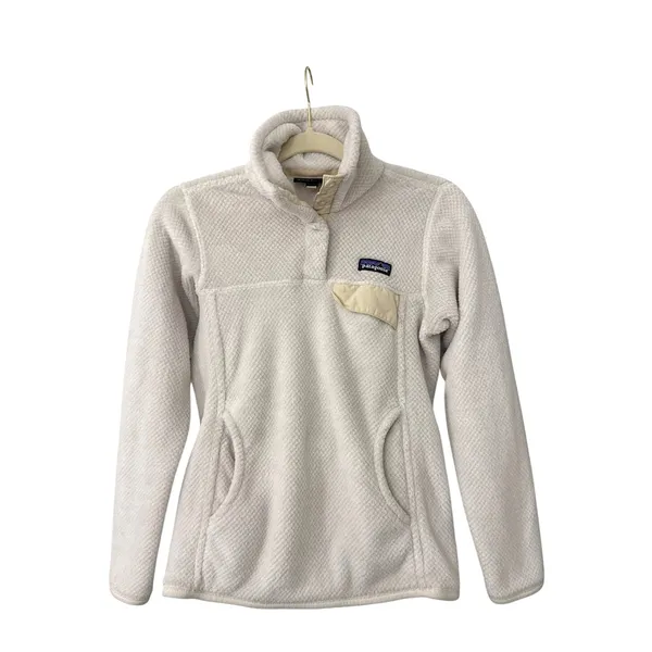 Patagonia Off White Pullover Quarter Zip Fleece Sweatshirt Jacket Women's XS - Image 2