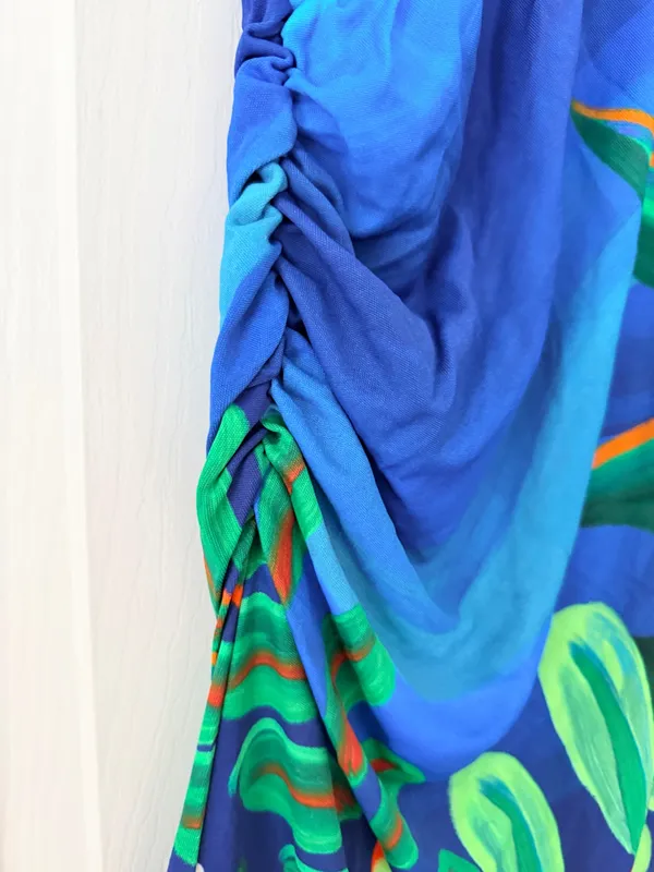 Farm Rio Tropical Garden Print Ruched Maxi Dress, Size M - Image 8