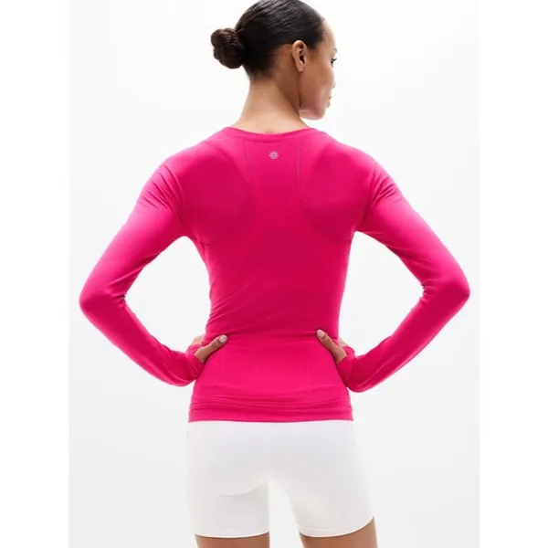 New Athleta M Momentum Seamless Top Dahlia Pink Medium Long Sleeve - Image 4