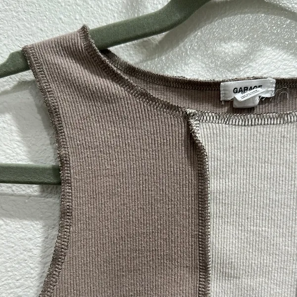 Garage Brown Crop Tank Top with Cut Out Design - Image 3