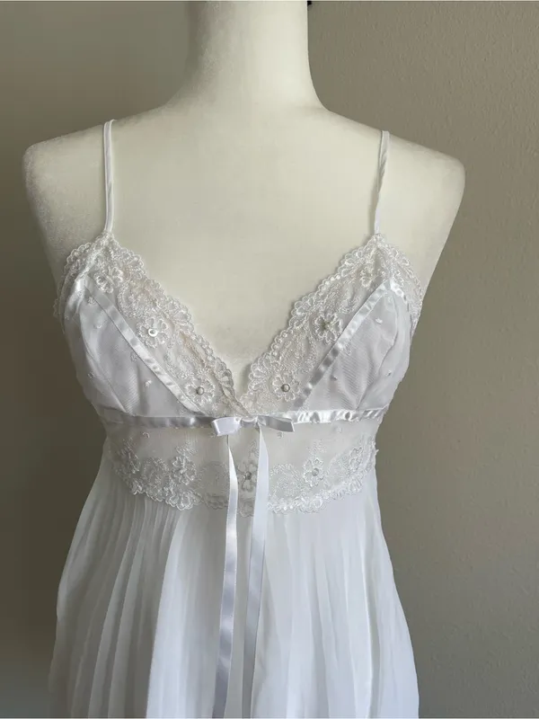 Sheer Lace-Trim White Chiffon Babydoll Top - Women - Image 2