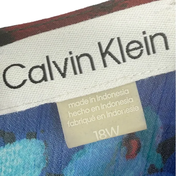 Calvin Klein Women's Floral Chiffon Faux Wrap Flutter Sleeve Dress Blue Size 18W - Image 2