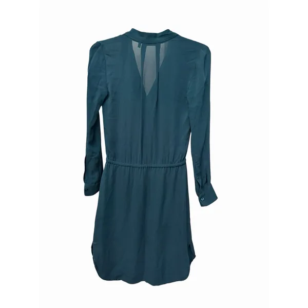 BABATON x ARITZIA Bennett 100% Silk Georgette Shirt Dress Teal XXS #GG2-4 - Image 11